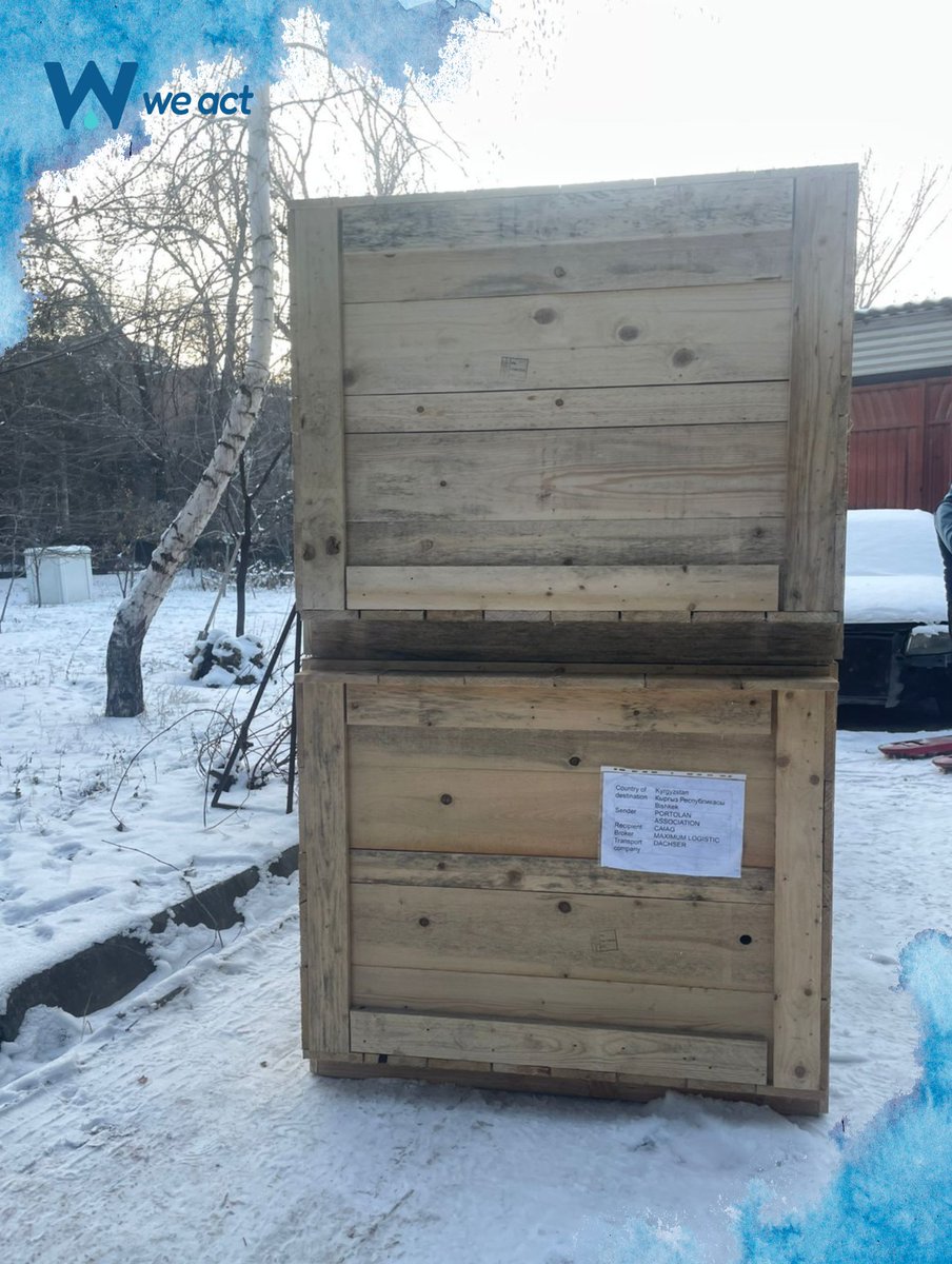 weacteu's tweet photo. CHAPTER ONE Special Delivery 📦
Last Friday, our Kyrgyzstan partners received 6 boxes of monitoring equipment from Portolan Association!
Construction begins with CAIAG, Bruno Capon & Meerim Seidakmat. Sensors will track wateravailability, #waterallocation, & #extremeweather. https://t.co/pQx2EcmQRi