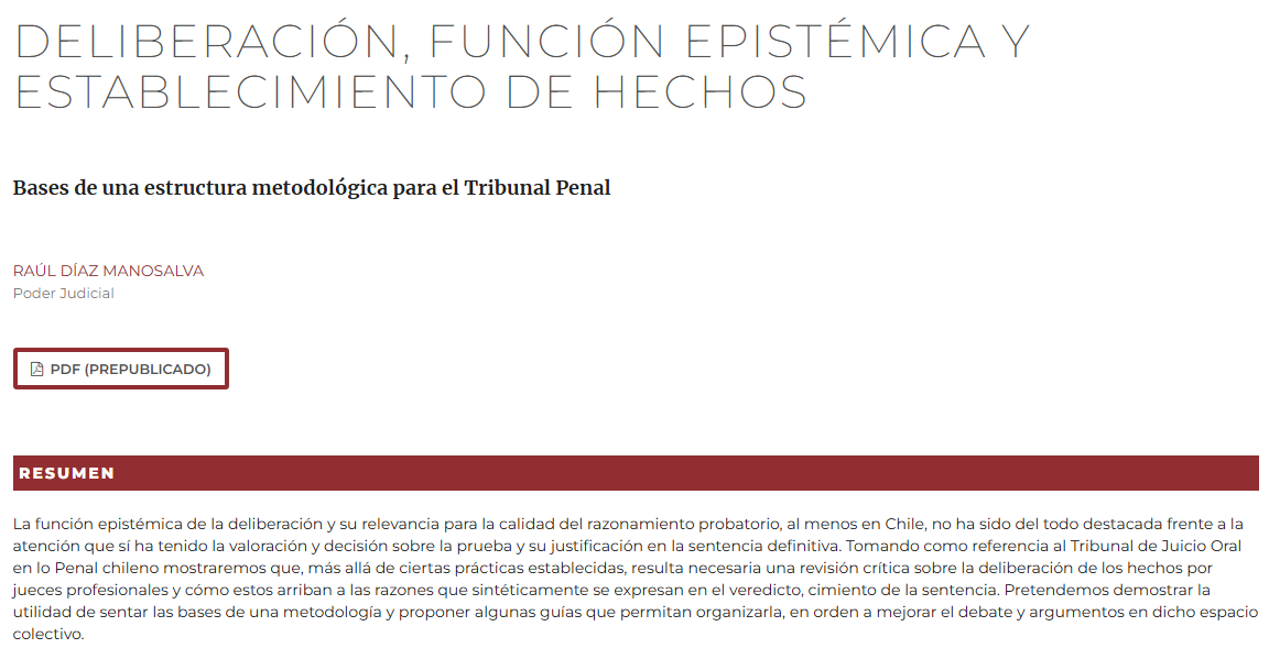 QuaestioF's tweet photo. ¡Nuevo artículo!    

"Deliberación, función epistémica y establecimiento de hechos: Bases de una estructura metodológica para el Tribunal Penal" de Raúl Díaz Manosalva (@rdmanosalva)   

➡️https://t.co/YZ0snX1MKi https://t.co/BFcsyd8tmm