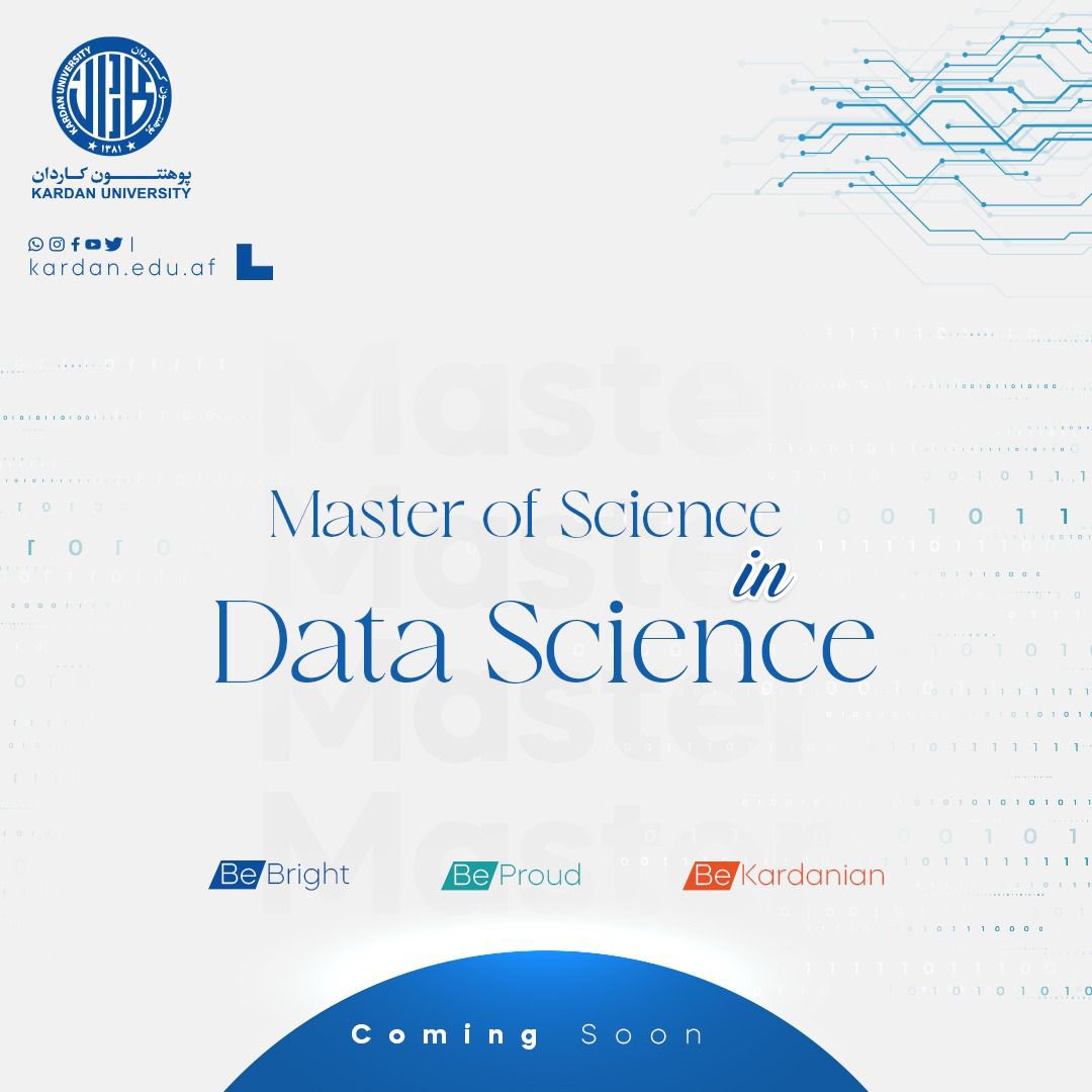 Kardan University becomes the first university in Afghanistan to offer MS in Data Science!

A step towards excellence in producing the future leaders for healthcare, education, business and finance sectors of the country.

#DataScience #HigherEducation #KardanUniversity