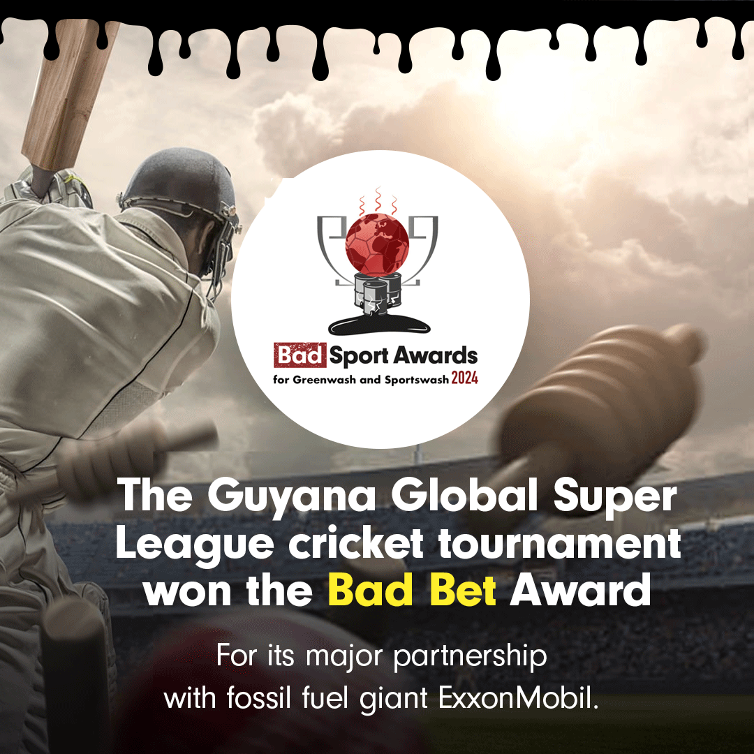 badvertising @badvertising.bsky.social (@badvertising11) on Twitter photo ๐ฒ ๐๐ฎ๐ฑ ๐๐ฒ๐ ๐๐๐ฎ๐ฟ๐ฑ.
Communities across Guyana are rightly concerned about the risks of ExxonMobil's offshore oil exploration.
It likely came as a surprise for cricket fans that the inaugural Guyana Global Super League tournament was partnering with the oil giant. ๐ ๐ฒ ๐๐ฎ๐ฑ ๐๐ฒ๐ ๐๐๐ฎ๐ฟ๐ฑ.
Communities across Guyana are rightly concerned about the risks of ExxonMobil's offshore oil exploration.
It likely came as a surprise for cricket fans that the inaugural Guyana Global Super League tournament was partnering with the oil giant. ๐