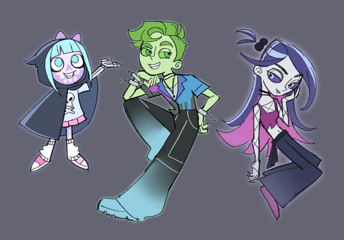 sp00kberry's tweet image. vague attempt at some Monster High ghosts as Danny Phantom ghosts