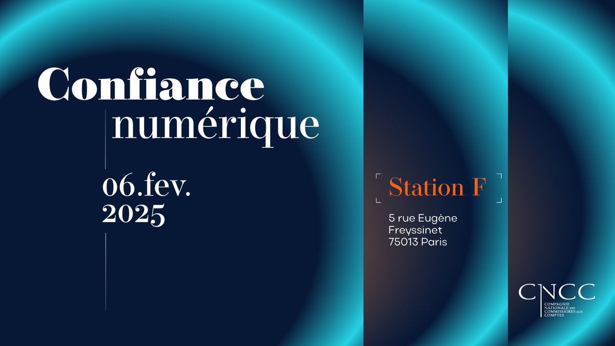La CNCC vous donne rendez-vous à Station F le 6 février pour la 4e édition de la journée Confiance Numérique, consacrée à l'intelligence artificielle et son impact sur la chaîne de confiance.  
🔗 Informations (programme provisoire) et inscriptions : confiance-numerique.cncc.fr/page/8ffa-info…