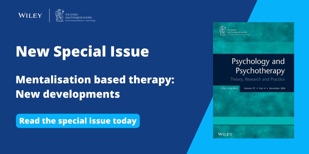 Wiley Psychology (@wileypsychology) on Twitter photo 🧠 New Special Issue Alert
Mentalisation Based Therapy: New Developments in <a href="/BPSOfficial/">British Psychological Society</a> Psychology and Psychotherapy: Theory, Research and Practice. #MentalisationBasedTherapy #PsychologyResearch #Therapy
Read now 🔗 ow.ly/YEH250U8ZXP 🧠 New Special Issue Alert
Mentalisation Based Therapy: New Developments in <a href="/BPSOfficial/">British Psychological Society</a> Psychology and Psychotherapy: Theory, Research and Practice. #MentalisationBasedTherapy #PsychologyResearch #Therapy
Read now 🔗 ow.ly/YEH250U8ZXP