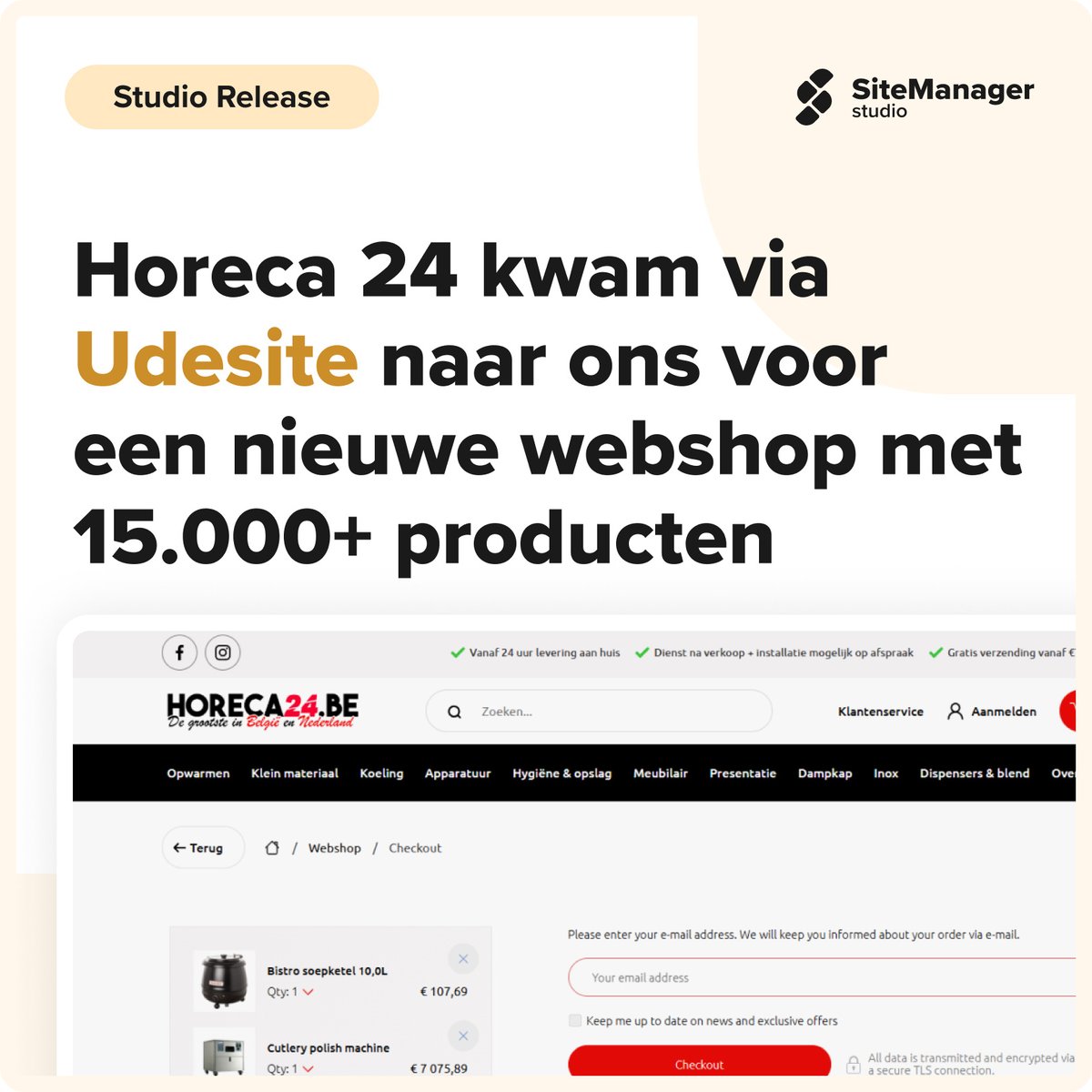 Een e-commerce webshop voor een groot assortiment!

Horeca 24 met een indrukwekkend assortiment klopten via Udesite bij ons aan voor de ontwikkeling van hun nieuwe webshop die schaalbaar is en voldoet aan alle noden!

#sitemanager #studiorelease
Meer info via de link in onze bio.
