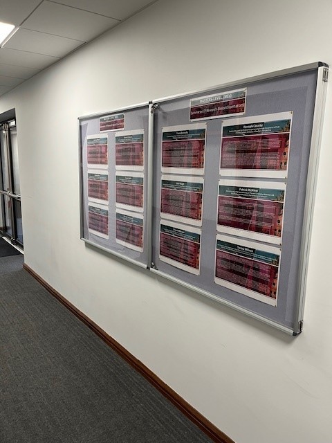 New noticeboards in the College proudly display summaries of the research work from a selection of recent MEd graduates. Their dissertations focused on, for example, student wellbeing, numeracy, teacher job satisfaction and linguistically diverse classrooms.