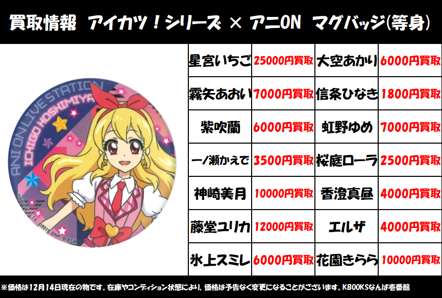 買取情報】 「アイカツ」 ・アイカツ！シリーズ × アニON マグバッジ