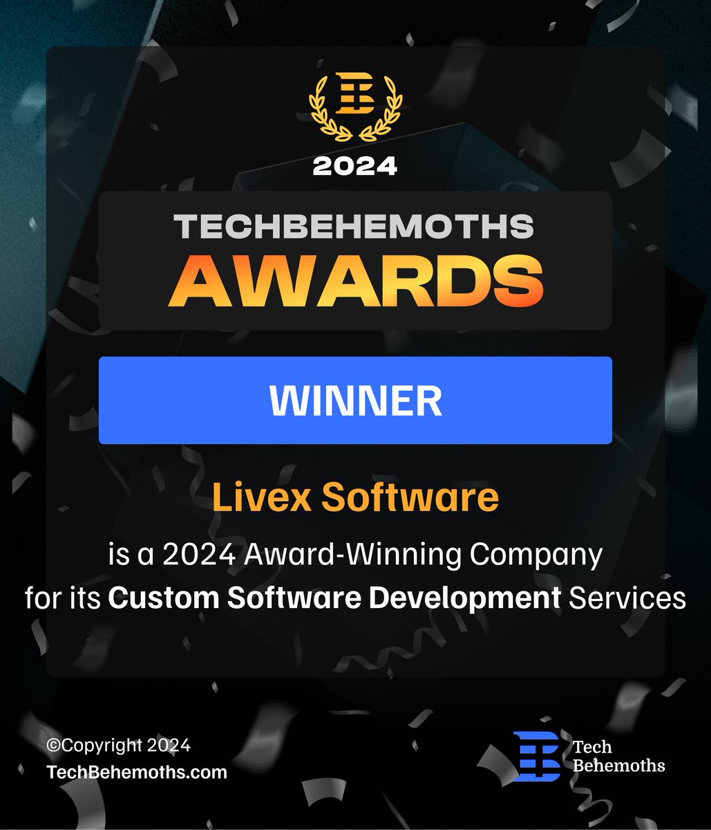 Reinard Mortlock (@mortlockreinard) on Twitter photo 🎉 Exciting News! 🎉
We’re thrilled to announce that Livex Software has been recognized as a 2024 Award-Winning Company by TechBehemoths for our Custom Software Development Services – for the third year in a row! 🏆
This incredible achievement highlights our unwavering 🎉 Exciting News! 🎉
We’re thrilled to announce that Livex Software has been recognized as a 2024 Award-Winning Company by TechBehemoths for our Custom Software Development Services – for the third year in a row! 🏆
This incredible achievement highlights our unwavering