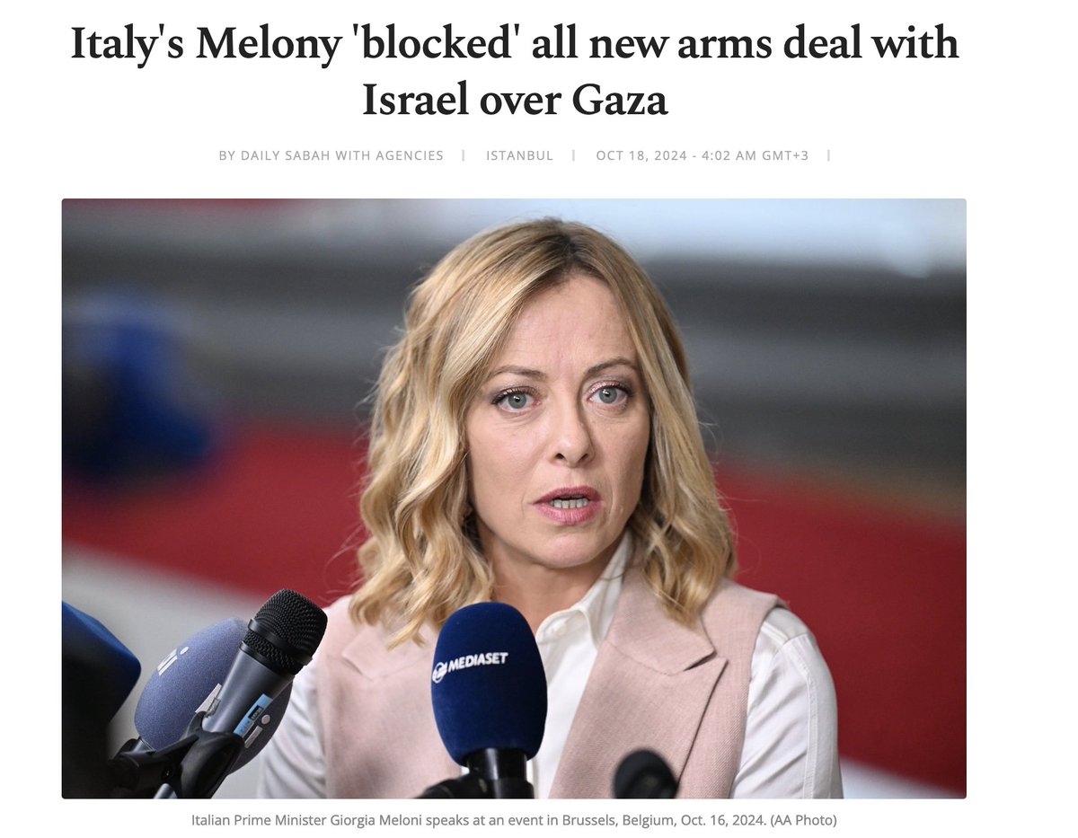 AdameMedia's tweet photo. Italy BLOCKED all new arms to Israel 🇮🇹👏 https://t.co/ZH0lMny6bo