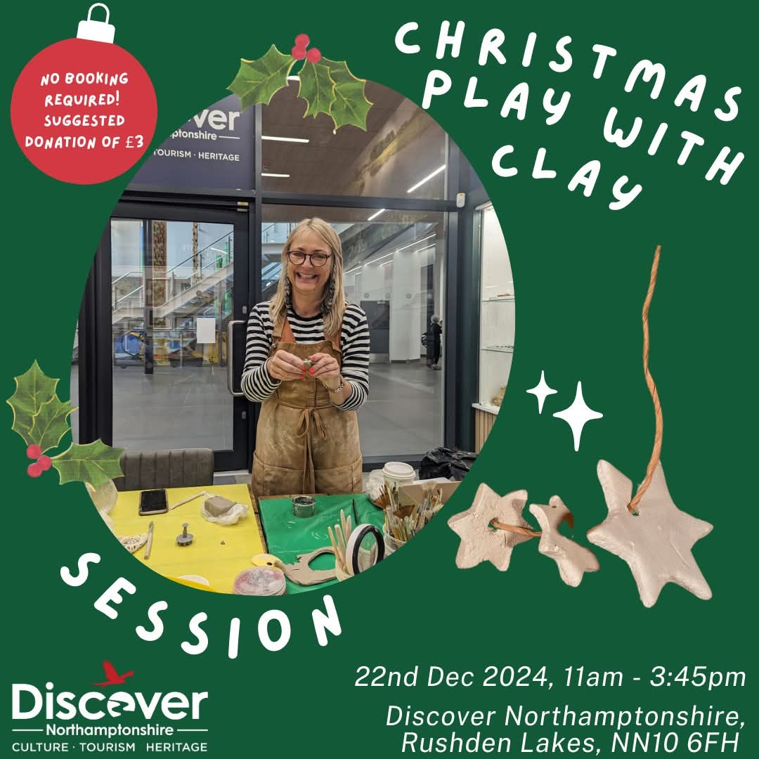 Discover Northamptonshire (@discover_n_) on Twitter photo Are you coming to our festive Play with Clay drop-in session with the fabulous Lisa Lovett from Earthly Arts Studio?
Come along to the Discover Hub this Sunday to create your very own Christmassy masterpiece!
No need to book. Donation £3.
#Christmascrafts
<a href="/NNorthantsC/">North Northamptonshire Council</a> Are you coming to our festive Play with Clay drop-in session with the fabulous Lisa Lovett from Earthly Arts Studio?
Come along to the Discover Hub this Sunday to create your very own Christmassy masterpiece!
No need to book. Donation £3.
#Christmascrafts
<a href="/NNorthantsC/">North Northamptonshire Council</a>