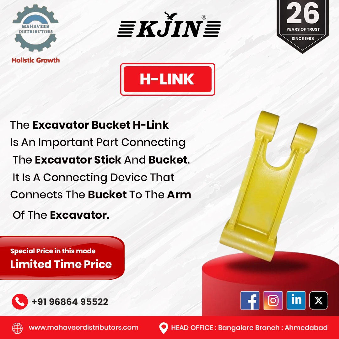 mahaveeritr's tweet image. The Excavator Bucket H-Link is a crucial connecting device that links the bucket to the arm of the excavator. Limited-time special pricing available!

#MahaveerDistributors #KJIN #Excavator #Construction #HeavyEquipment #HLink #Bucket #Attachment #Excavation #ConstructionTools