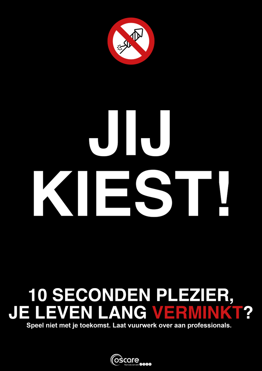 10 seconden plezier, je leven lang verminkt? Eén explosie in je hand kan leiden tot blijvende verminking. Je handen verliezen voor een moment van vuurwerk is geen feest. Laat vuurwerk over aan experts. Speel niet met je toekomst! #neentegenvuurwerk 
oscare.be/nl/vuurwerkong…