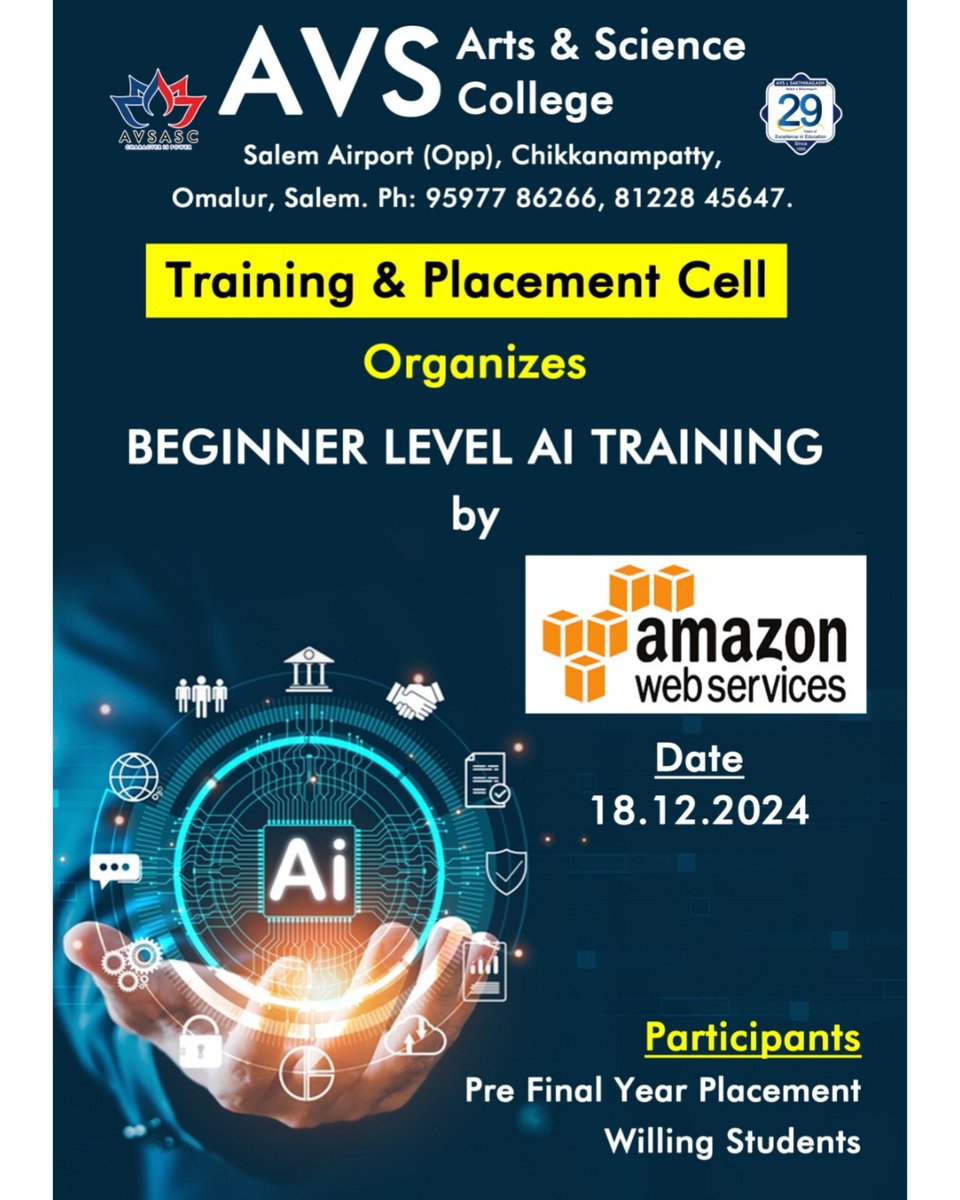 arts_avs's tweet photo. #amazon #placement #campusdrive #training #omalurAVS #salem #bestartscollegeinsalem #artscollege #uniqueomaluravs #thenewomaluravs https://t.co/iQtvteAOWi