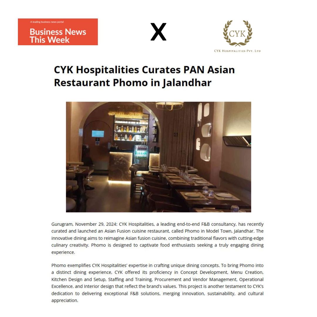 CYK Hospitalities Pvt. Ltd. (@cykltd) on Twitter photo We are overjoyed to announce that several esteemed publications- <a href="/TheGlitzMedia/">The Glitz Media</a> , <a href="/Hospitalitynew5/">Hospitalitynews India</a> , <a href="/IndianRestCong/">restaurantindia.in</a> , @businessthisweek have highlighted Phomo, Asian fusion restaurant in Jalandhar! We are overjoyed to announce that several esteemed publications- <a href="/TheGlitzMedia/">The Glitz Media</a> , <a href="/Hospitalitynew5/">Hospitalitynews India</a> , <a href="/IndianRestCong/">restaurantindia.in</a> , @businessthisweek have highlighted Phomo, Asian fusion restaurant in Jalandhar!