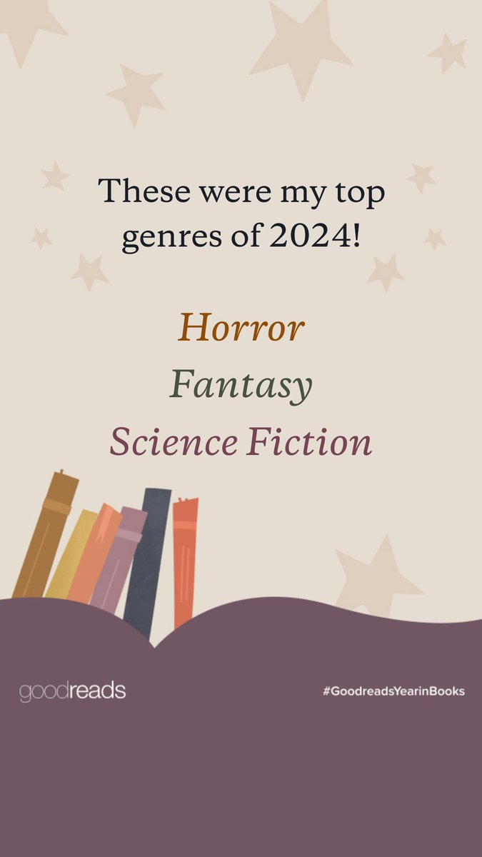📚📆 Quedan 2 semanas para acabar el año pero como son de las intensas (y no sé si hasta después de Reyes leeré mucho más) os dejo mi 'Challenge" de lecturas de Goodreads por aquí junto a la sorpresa de que mis géneros favoritos son el terror, la fantasía y la CF 🤭

🧶 😈👇🏽