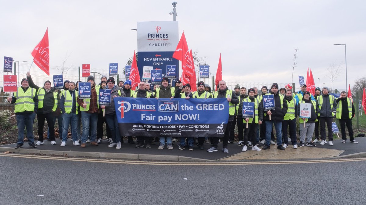 Workers at <a href="/PrincesLimited/">Princes Group</a> in Cardiff have officially begun strike action today in a dispute over pay.

The message is clear, strike action by our members will continue until Newlat stop penny pinching and come back to the negotiating table with a new and improved pay offer.