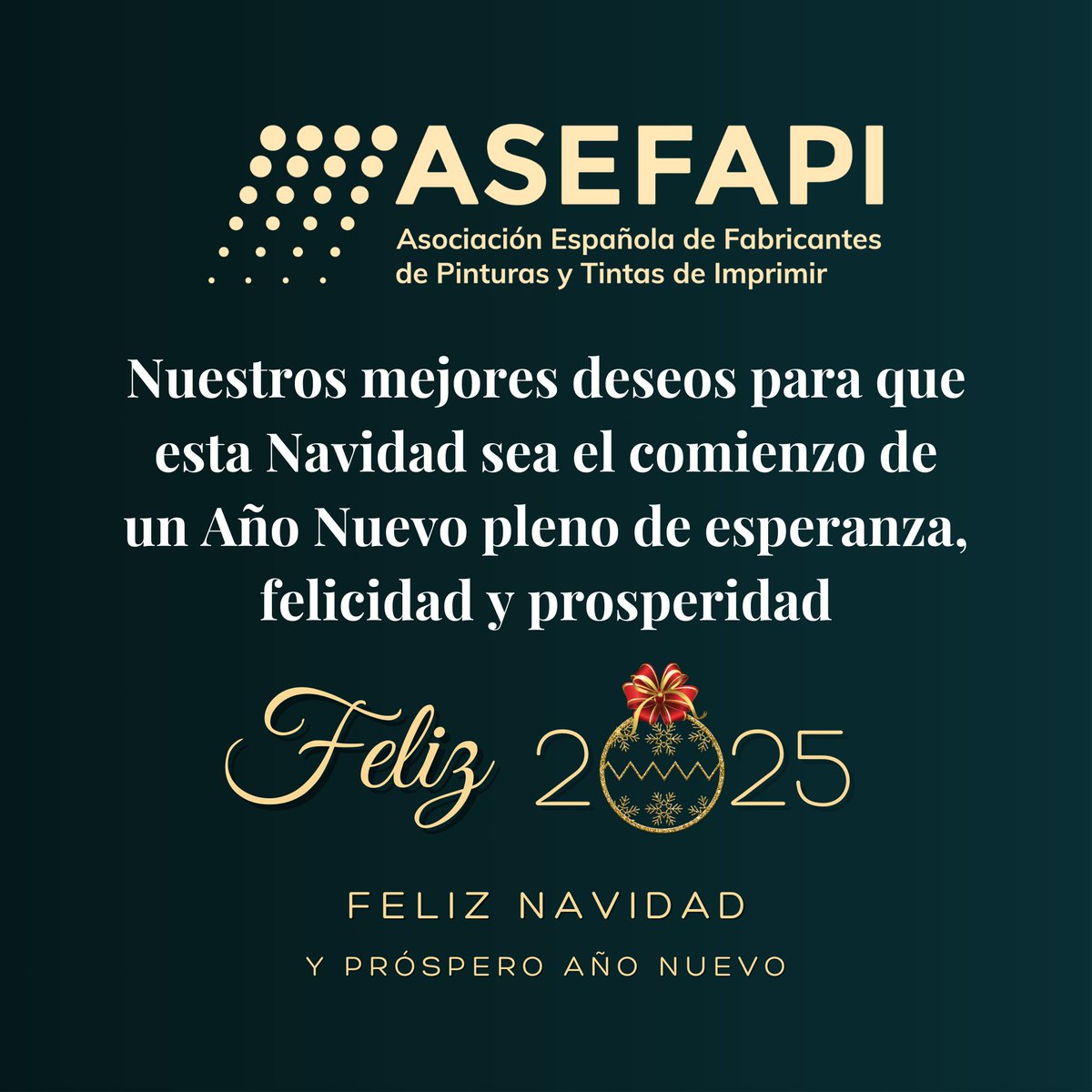 Asefapi_Es's tweet photo. 🎄 Nuestros mejores deseos para que esta Navidad sea el comienzo de un Año Nuevo pleno de esperanza, felicidad y prosperidad.

 #asefapi #navidad #merrychristmas #feliznavidad https://t.co/R2xQSNjs2I