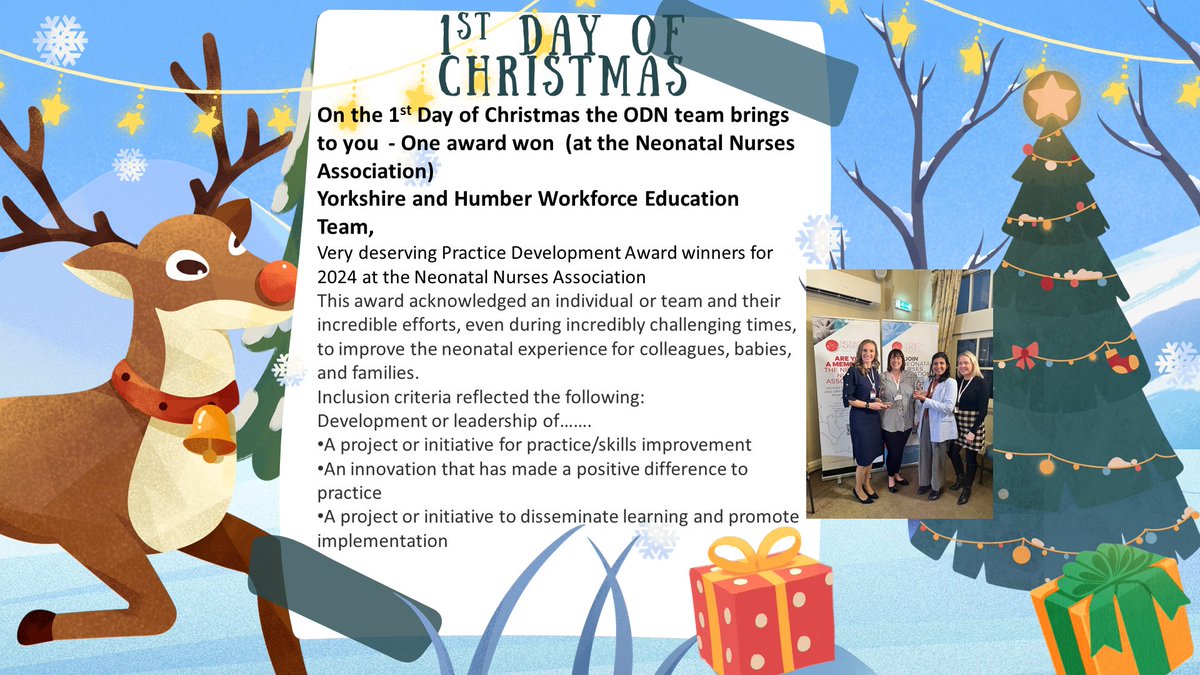 Starting off the 12 days of Christmas is the Workforce and Education team celebrating the recent award at the NNA conference..........