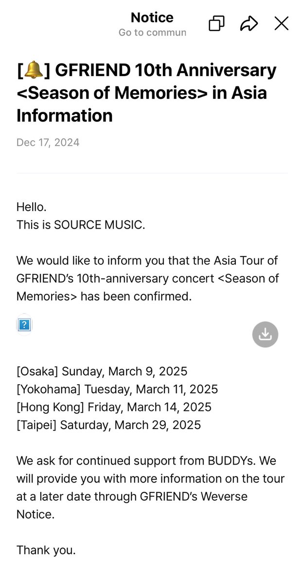 gfriend_fess's tweet photo. BUDDDYYY!!! GFRIEND KONSER ASIA TOURRRRR!!! Yaallaah ak merindinggg ini beneran nyata 😭😭😭 https://t.co/SfciuhPxhW