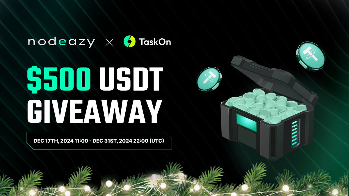🎄✨Join @Nodeazy × <a href="/taskonxyz/">TaskOn | Ultimate Web3 Community Growth Platform</a> #Taskmas Celebration and Win Big!

🎁Complete our festive campaign tasks to share in a $500 USDT prize pool🔽
rewards.taskon.xyz/quest/582288252

🚀 Earn points, invite friends, and get ready to unwrap real crypto rewards this holiday season!🎉

#Web3 #Crypto