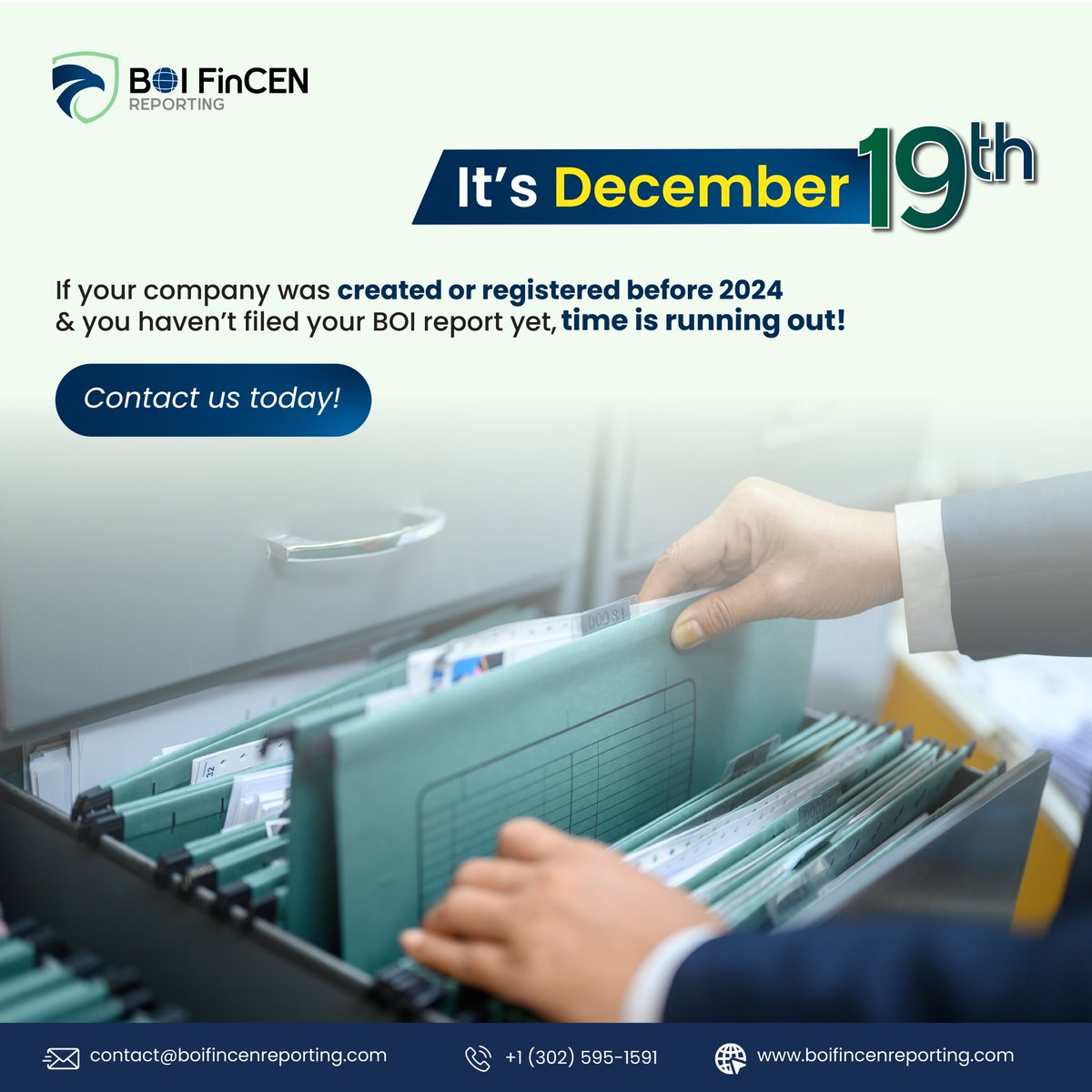 BOIFINCENreport's tweet photo. Deadline approaching! ⏰ Haven't filed your Beneficial Ownership Report yet? Contact us today and get it sorted before it's too late!

#BOIfincenReporting #BusinessCompliance #BusinessOwners #Deadline #Fincenreporting https://t.co/VF5L22Q9zK