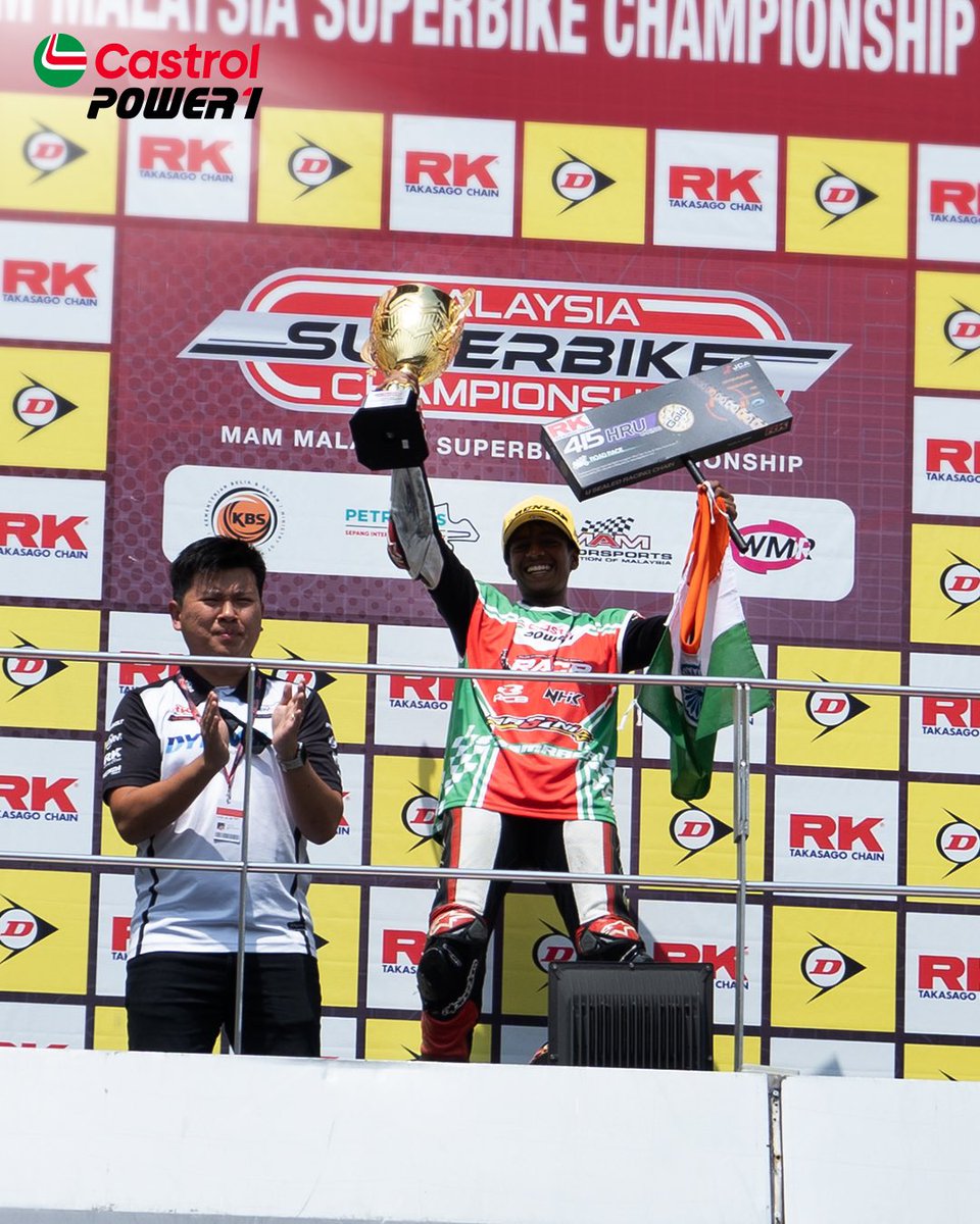 castrolbiking's tweet photo. When performance and passion connect, champions are born!

Kabilesh from RACR raced to the top in Race 2 and secured a strong 2nd in Race 1 at the MSBK 250cc Junior category. With Castrol POWER1's performance at his back, he continues to redefine the limits of racing excellence. https://t.co/SukQPTmDwi