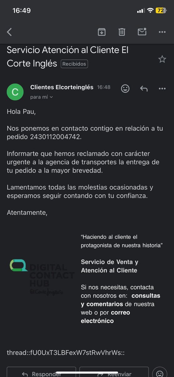 PauParedes5's tweet photo. Por si no tuviéramos bastante en Algemesí, pueblo afectado gravemente por la DANA, hacemos pedidos a @elcorteingles y no nos llegan. Lo peor es que nadie se hace responsable y 2 meses después seguimos igual. Las capturas de pantalla no tienen desperdicio…
@elcorteinglesac https://t.co/rw2jjoYTTx