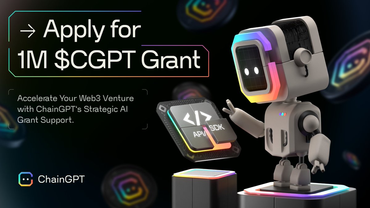New Year. New Goals. New Funding! 🎉

ChainGPT’s $1M Grant is here to help Web3-AI projects build bigger, faster, and smarter.

Projects like <a href="/KryptomonTeam/">KMON | MMORPG</a> &amp; <a href="/Cookie3_com/">Cookie3 🍪</a> have already been funded, but yours could be next.

Don’t wait for 'someday,' apply today ⤵️