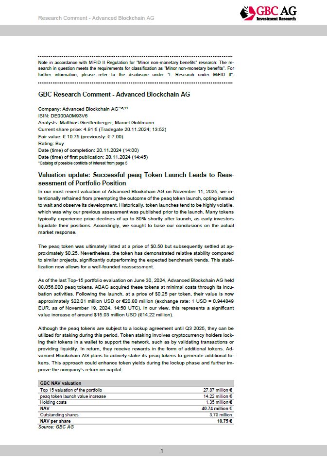 GBC_Research's tweet image. @BlockchainAG  (#BWQ) #EquityResearch #ManagementInterview english rating: buy target price: 10,75 € "peaq is an outstanding example of the   success of our incubation   strategy" #SmallCaps #Börse #Aktie #Research t1p.de/pezml