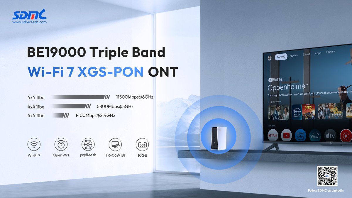 sdmctech's tweet photo. Experience Next-Gen Connectivity with #SDMC's Wi-Fi 7 XGS-PON ONT!
Ready to learn more? Visit SDMC at #CES2025 and see how we're redefining connectivity: https://t.co/M4qXCwJsWP
π Find us at Booth 52952 | Venetian Expo, Level 2
#CES #WiFi7 #XGSPON #OpenWrt #prplMesh #Mesh https://t.co/I1hD0yn4Wi