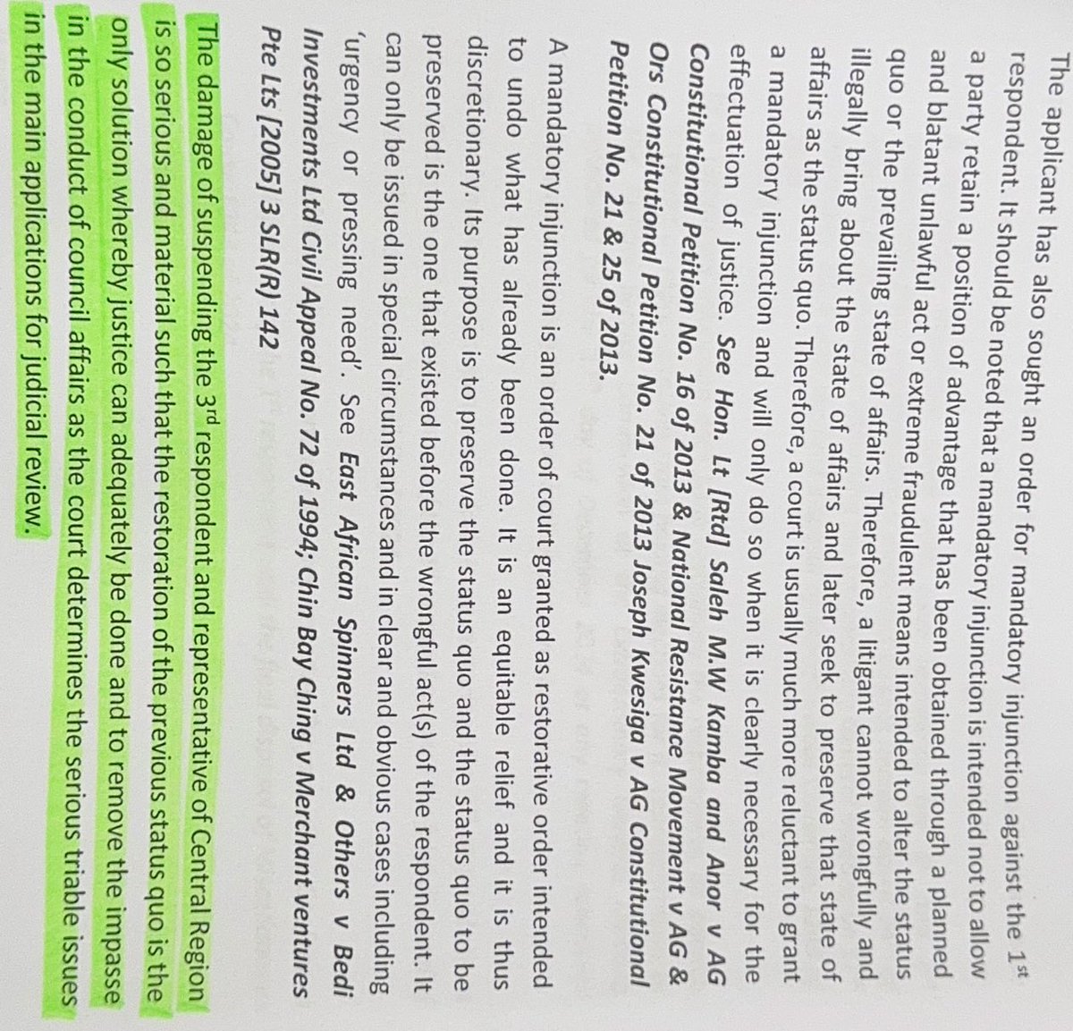 Let us analyze whether the excerpts highlighted in green from Justice Musa Sekaana’s Consolidated Ruling in Hashim Mugisha v Uganda Law Society and Pheona Nabasa Gladys Wall v Uganda Law Society show that Justice Musa Sekaana is predisposed.