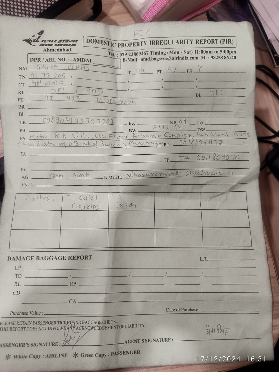 vikasarora1080's tweet photo. @airindia No response from anyone facing losses pls suggest the process to get baggage with compensation https://t.co/AuOvtYlnx8