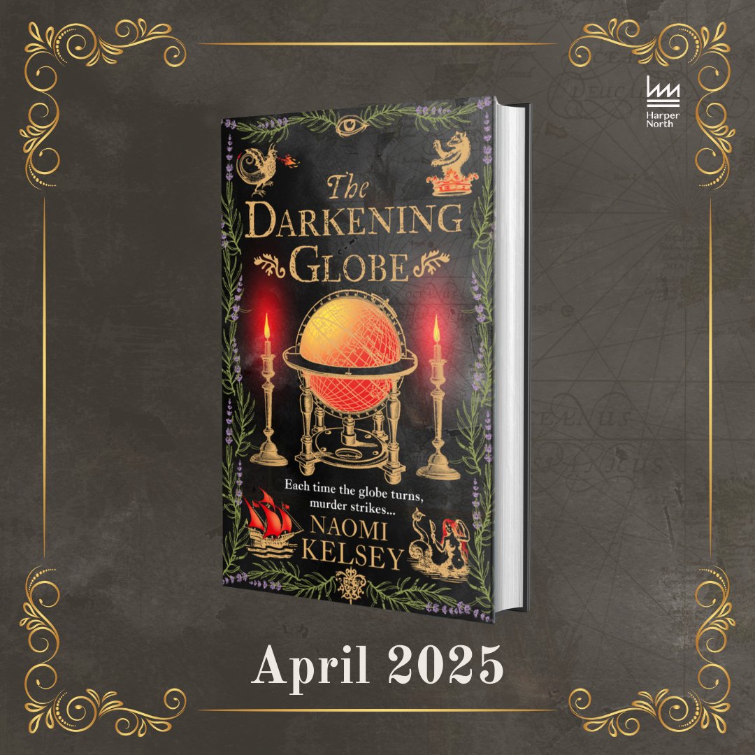 HarperNorthUK's tweet image. COVER REVEAL... 
@naomikelsey_, author of The Burnings, returns! THE DARKENING GLOBE is out in April 2025 with an incredible tale of murder from the 16th century.
On this map of murders, who will be painted as the final victim?
See more here: waterstones.com/book/the-darke…