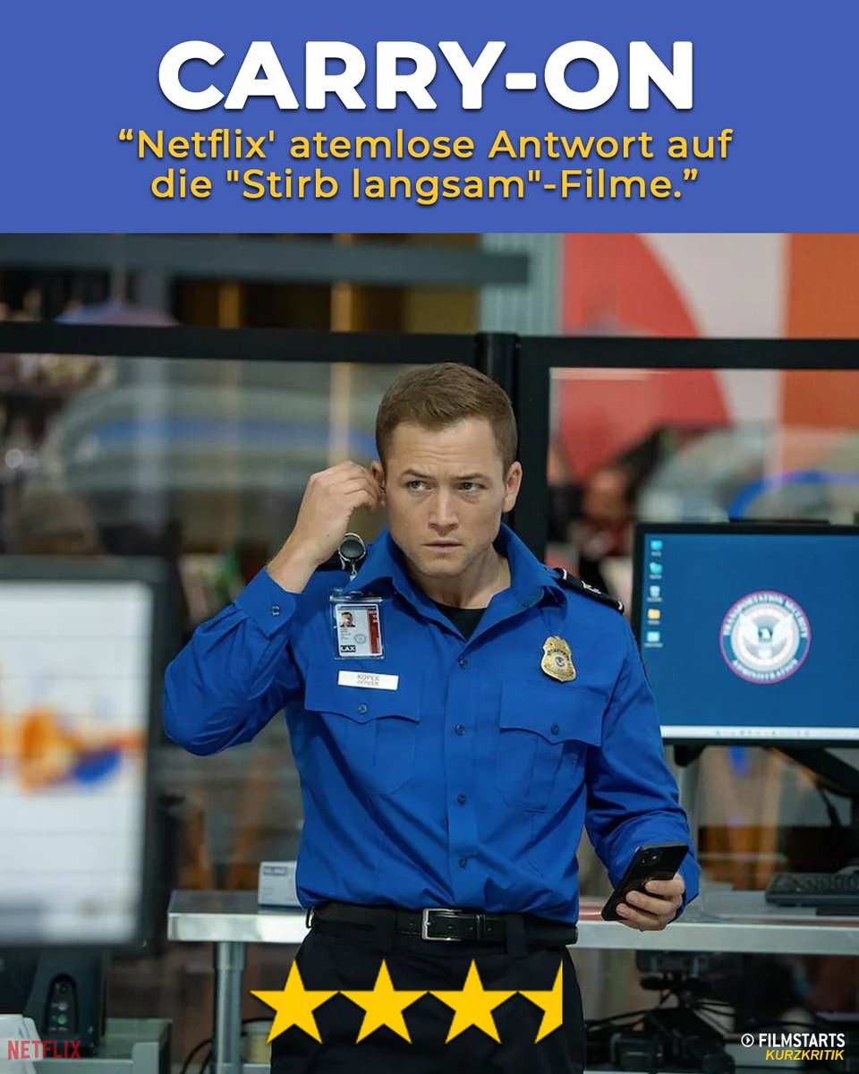Filmstarts's tweet image. Mit hohem Tempo und zahlreiche Wendungen lässt „Carry-On“ kaum Zeit zum Luftholen und wird seinem Ruf als „neuer ‚Stirb langsam‛“ durchaus gerecht – auch wenn zum Weihnachtsklassiker dann doch mindestens eine festliche Atmosphäre fehlt.
Zur ganzen Kritik: tinyurl.com/36rfbafb