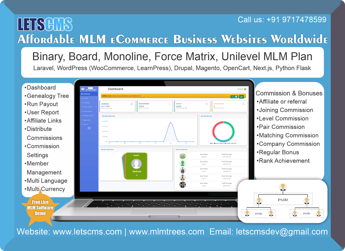 letscms's tweet image. Network Marketing Software (MLM Ecommerce Website) in US, China, India, UK, France, Russia to more
mlmtrees.com
#MLMSoftware #NetworkMarketing #MLMEcommerce #BinaryMLM #UnilevelMLM #Ecommerce #GlobalMLM #MLM  #AffiliateMarketing #MLMDevelopment #Affiliate #Affiliatemlm