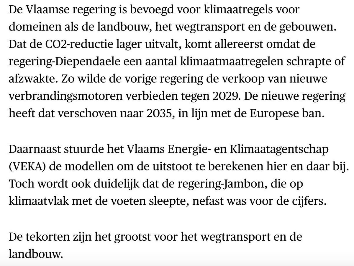 #VlaReg gaat nog steeds zwaar onder de lat van een klimaatdoel dat al niet strookt met EU-beleid en een rechterlijke uitspraak.

Enkel met grote publieke investeringen in bv. openbaar vervoer en ontzorgend renovatiebeleid kan dit worden rechtgetrokken. 

Quo vadis, <a href="/MelissaDepr/">Melissa Depraetere</a>?