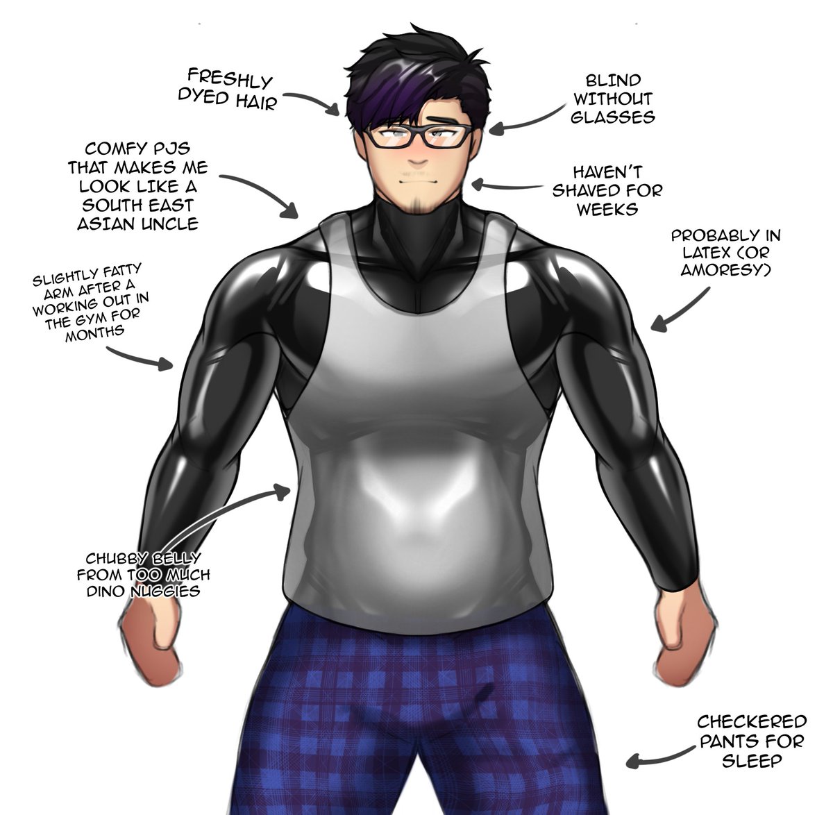 【MEET THE ARTIST】
You guys may think I look good/cute in my IRL photos, but most of the time, I look like this..!! (I rarely take care of myself and I have multiple sets of this PJs, LOL.)

The Felix (OC) I designed was designed when I was 18!
I aged, so I look different now..