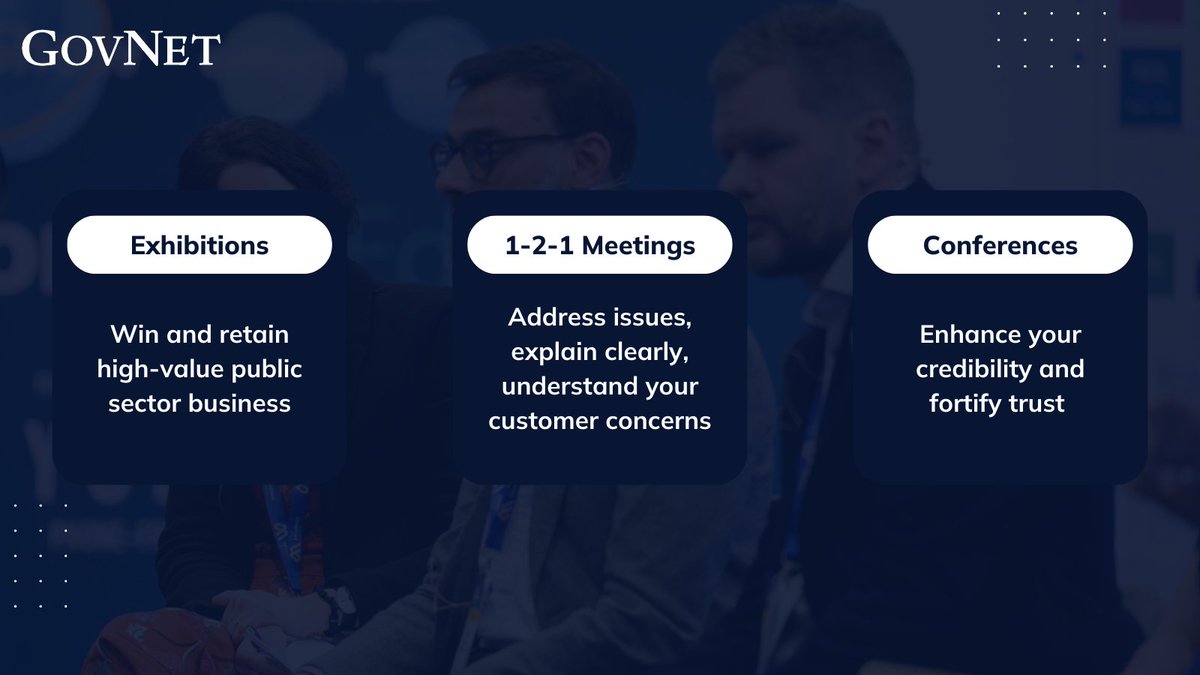 GovNetUK's tweet image. Looking for tailored event solutions that deliver direct results for your business? At GovNet, we're experts at designing conferences, exhibitions, and 1-2-1 meetings that fit your goals. Learn more about our services 👉 hubs.la/Q02_1wr-0

#EventSolutions #TailoredEvents