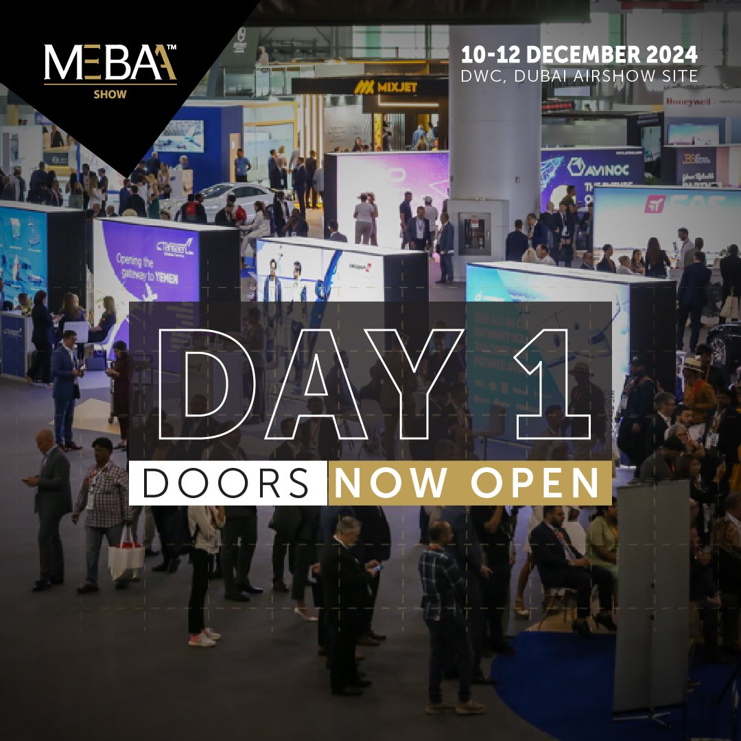 MEBAAshow's tweet photo. Day 1 of #MEBAAShow is here! Discover innovations, network, and redefine business aviation. Join us at DWC, Dubai Airshow Site, 11:00–17:00.

#businessaviation #privatejet #luxurytravel #MEBAAShow #UAE https://t.co/djprhk3hrB