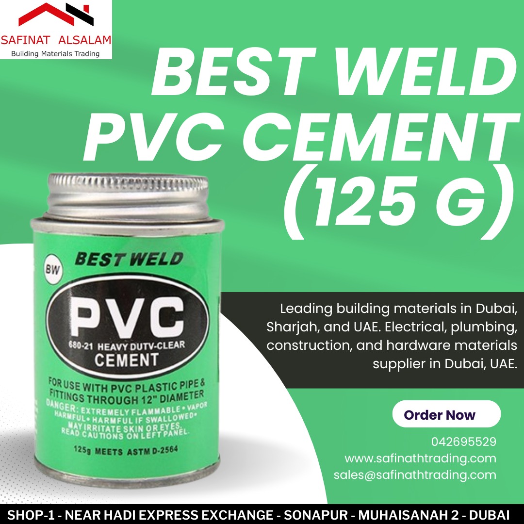 AlsalamSaf19470's tweet image. Best weld pvc cement 125 gram

Visit and order from our website:safinathtrading.com Please do contact us on our Email ID - sales@safinathtrading.com and send a message on WhatsApp at +971 506508079 and Contact us: 042695529

#pvccement #cement #weldpvccement