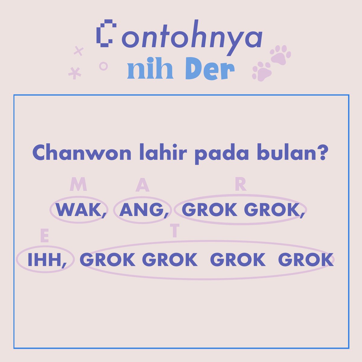 udaCHANWON's tweet photo. Pokoknye tinggal jawab pertanyaan tapi kudu ditranslate dulu ke KBBC alias Kamus Besar Bahasa Chanwon dan ikutin instruksi setiap soalnya

Caranya:
Huruf A = ANG
Huruf B = ANG ANG
Huruf C = ANG ANG ANG
Dan seterusnya 😁 https://t.co/FP51iTVHD9