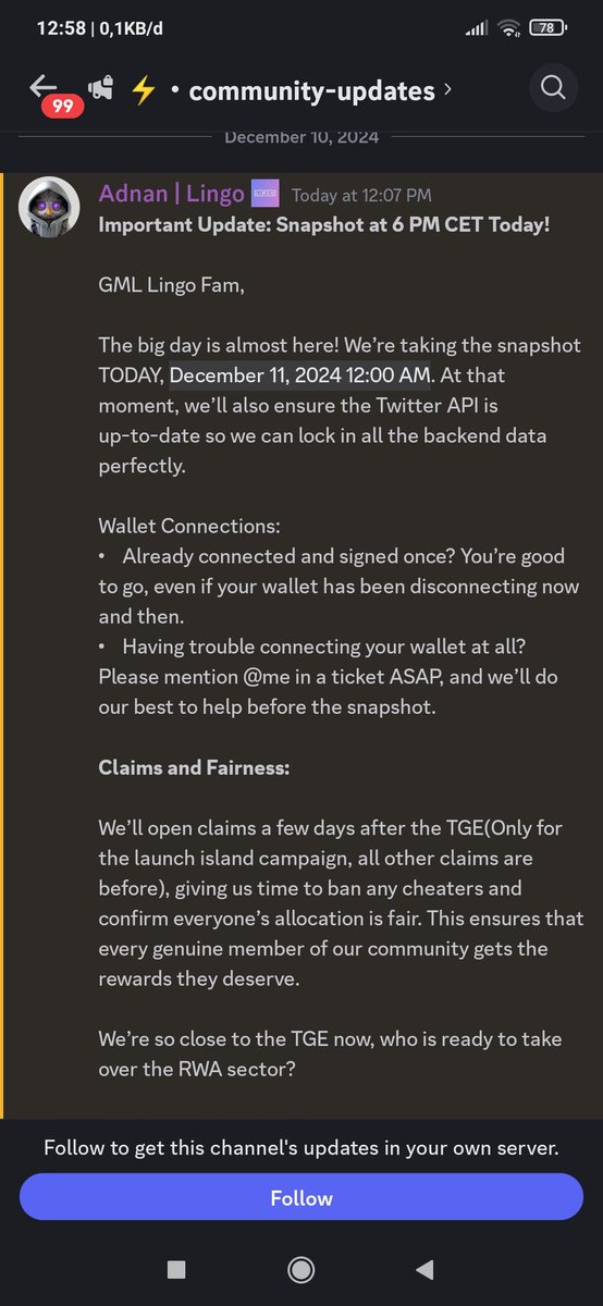 Sir_on7's tweet photo. Snapshot 6:00 pm. december 10
Dont forget to connect wallet.

Airdrop $Lingo from launch island are claimed after tge. 
All other it claim before tge. like from card, troope partnership, presale, etc. 
LFLingo 🚀
#Dreamscometrue https://t.co/RXX4uRj4dB