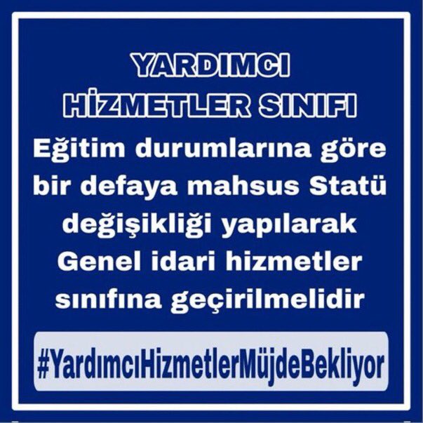 #yardımcıhizmetlersınıfı bir kereye mahsus eğitim durumlarına göre kaldırılsın <a href="/RTErdogan/">Recep Tayyip Erdoğan</a>
@ErbakanFatih
<a href="/dbdevletbahceli/">Devlet Bahçeli</a>
<a href="/memetsimsek/">Mehmet Simsek</a>
@MuradSahin06 @YanlBozkurt <a href="/NumanKurtulmus/">Numan Kurtulmuş</a> 
 <a href="/suatkilic/">Suat KILIÇ</a> #YhsGihOlsun #YhsHakkınıİstiyor <a href="/SaadetPartisi/">Saadet Partisi</a> #yhszülümübitsin <a href="/Onuronal_/">Onur Önal</a> <a href="/ankarakulisi06/">ANKARA KULİSİ</a>
