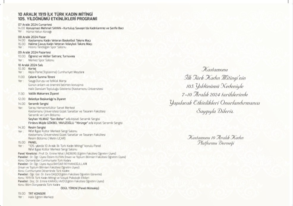 10 Aralık 1919
10 Aralık 2024
105. Yıl
        Kastamonu 
İlk Türk Kadın Mitingi