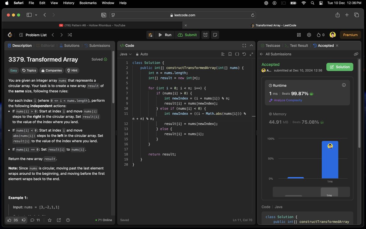 anikchand461's tweet photo. โข ๐ค Found pattern printing with recursion a bit confusing, but Iโll master it soon! ๐ช
โ
Solved:
โข Easy POTD from #CodingNinjas.
โข An array question from #LeetCode.
Small steps, big progress! ๐
#DSA #CodingNinjas #Recursion #PatternPrinting #Leetcode #100DaysOfCode https://t.co/S1DmxSduYI