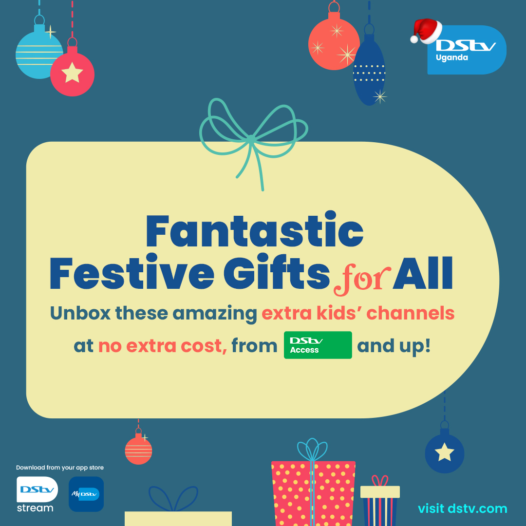 DStvUganda's tweet image. This festive season, gift your family nonstop fun with DStv Access at only UGX 45,000! 🎄🎉

Enjoy the ultimate kids’ entertainment lineup from 13th Dec to 7th Jan 2025 on #Cartoonito, #Moonbug, #CartoonNetwork, #DisneyChannel, #Nicktoons, &amp;amp; #NickJr.🧸🎥

Use the #MyDStv App: