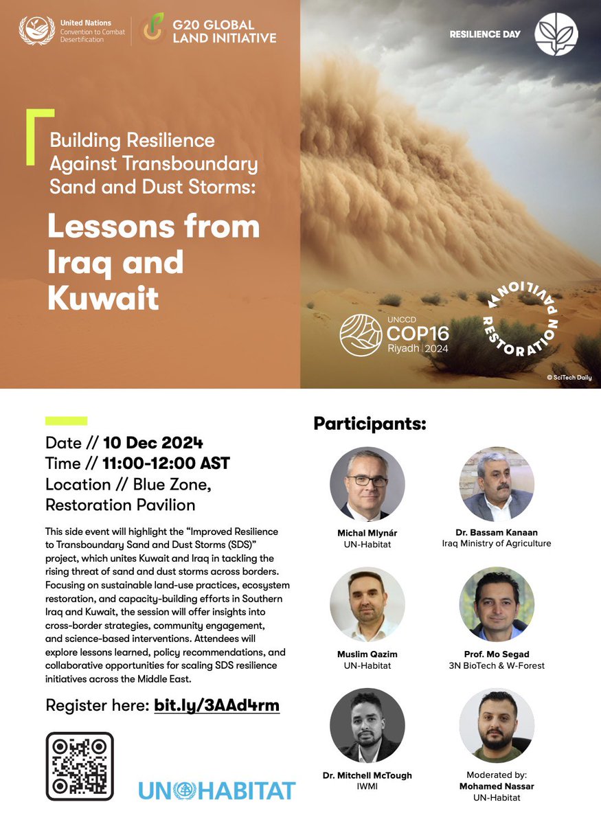 Today at #COP16Riyadh I look forward to discussing the various policy and governance issues on SDS and <a href="/IWMI_/">IWMI</a>’s role in tackling desertification, degradation and drought with <a href="/UNHABITAT/">UN-Habitat</a> in the region. #UNCCDCOP16
