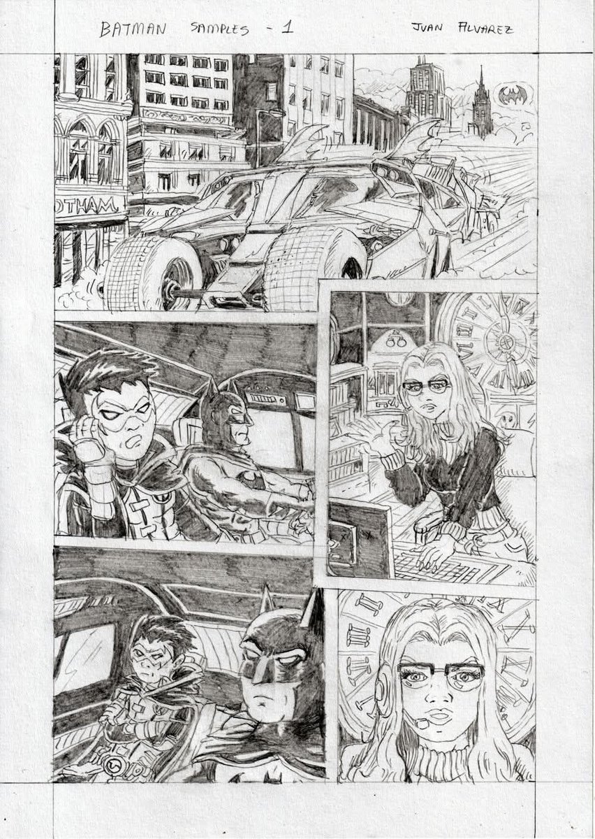 juanalvarezilus's tweet photo. Last weeks I've been drawing some sample pages in a more realistic style, this is the first one with Batman characters.
#batman #samplepages #samples #comicpage #pencildrawing #comicartist #comicart #batmobile #gotham #dccomics https://t.co/CLjME7RDYR