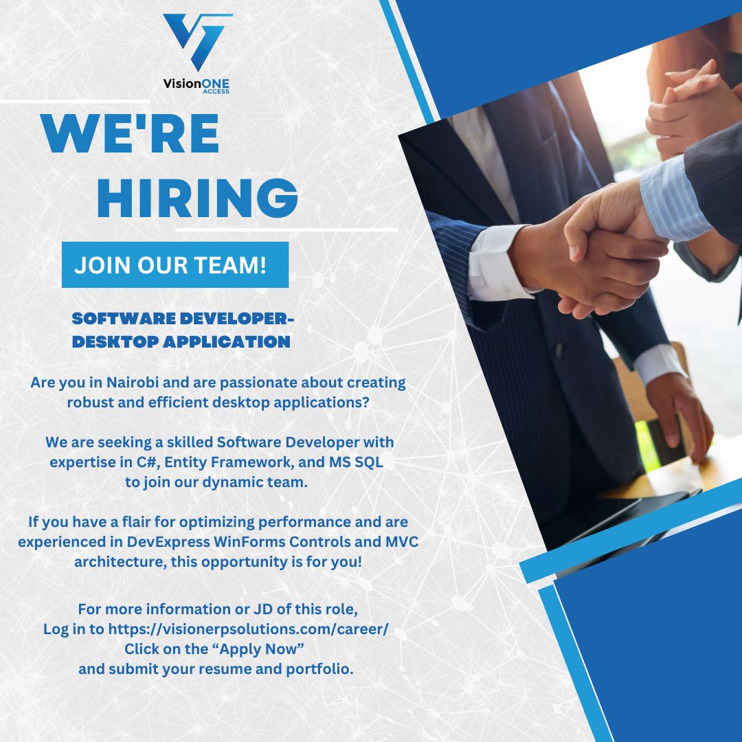 visiononeaccess's tweet image. 🚀 We’re Hiring! 💻

Join our team as a Desktop Application Developer and work on innovative projects with a dynamic team!
👉Apply now: visionerpsolutions.com/career/

#WeAreHiring #DesktopDeveloper #TechCareers #JobOpportunity