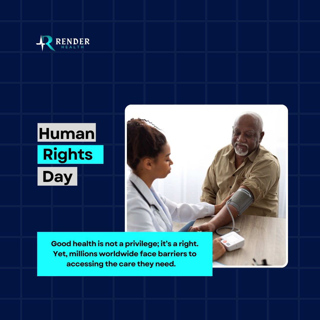 RenderHealth's tweet photo. Human Rights Day: Our rights, our future, right now! 🌍

Good health is not a privilege; it’s a right. Yet, millions in Africa face barriers to accessing the care they need. This #HumanRightsDay, let’s talk about health equity and how we can make healthcare accessible to everyone https://t.co/GbHq3DIfaL