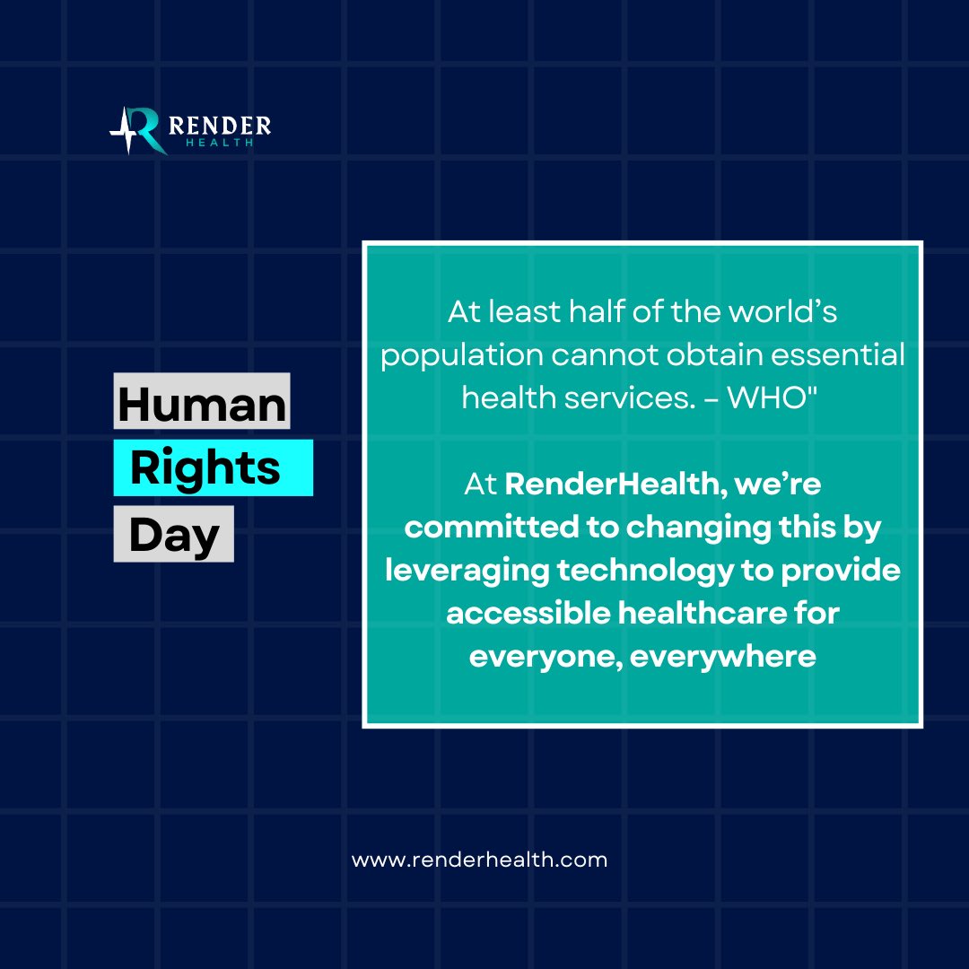 RenderHealth's tweet photo. Our mission: “Bridging the healthcare gap”

✅ Improving healthcare payment in Africa 
✅ Affordable and accessible care
✅ Partnerships for underserved communities

Together, we’re making healthcare a reality for all. 
 
#HumanRightsDay #HumanRights #RHSC https://t.co/83Yy4iqAPJ